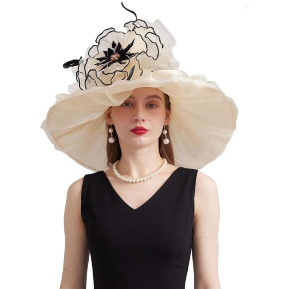 Women's Kentucky Derby Church Dress Hat Stylef-beige - Picture 1 of 7